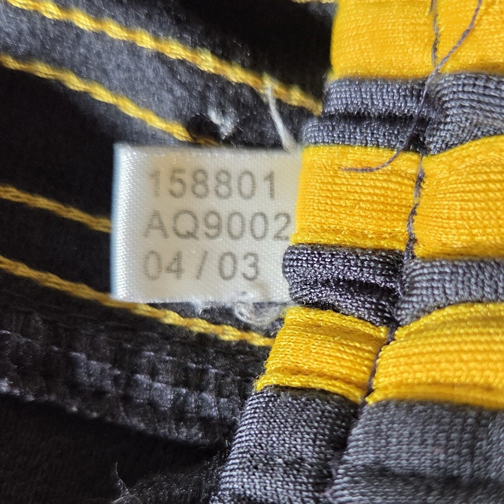 Vintage 2003 Adidas Snap Button Track Pants - Men's Medium Black/Yellow Thrashed - Picture 10 of 13